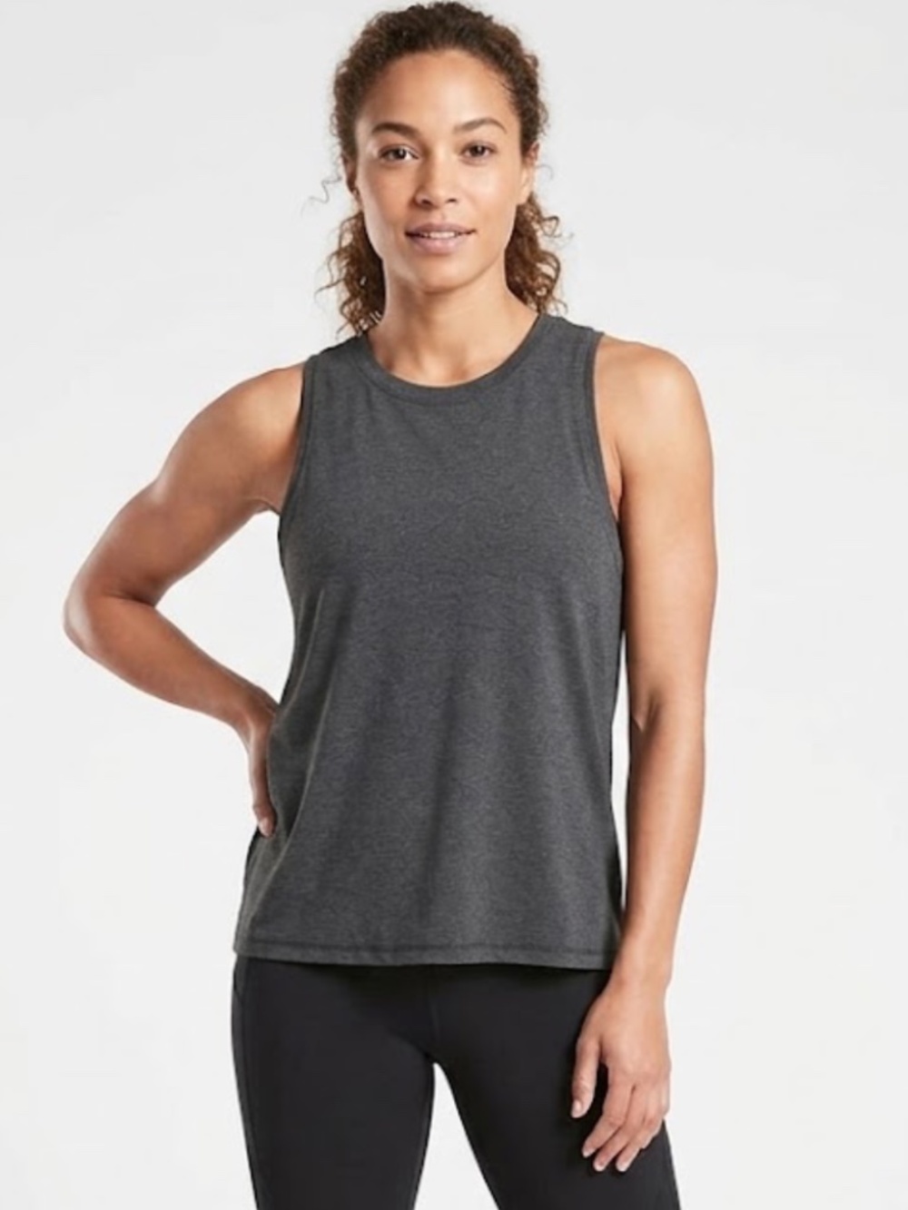 ATHLETA Charcoal Gray Heathered High Neck Muscle Tank Top M